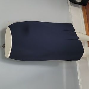 Norton McNaughton Skirt Size 14 Navy  Stretch Waist Zipper Bottom Pleats NWT